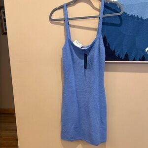 NWT Ice blue Signture brand Bodycon Blue Knit slip Sleeveless Dress size s
